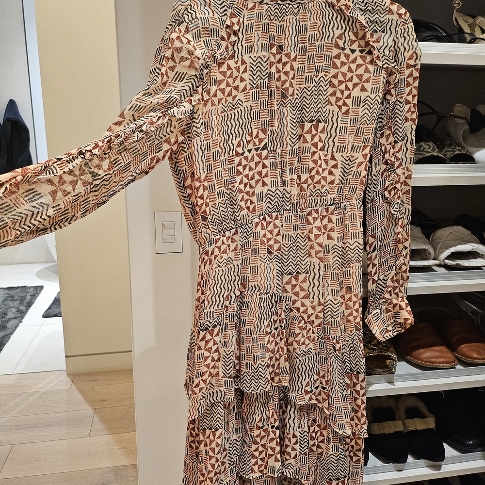 ba&sh Multicolor Geometric Long Sleeve Dress